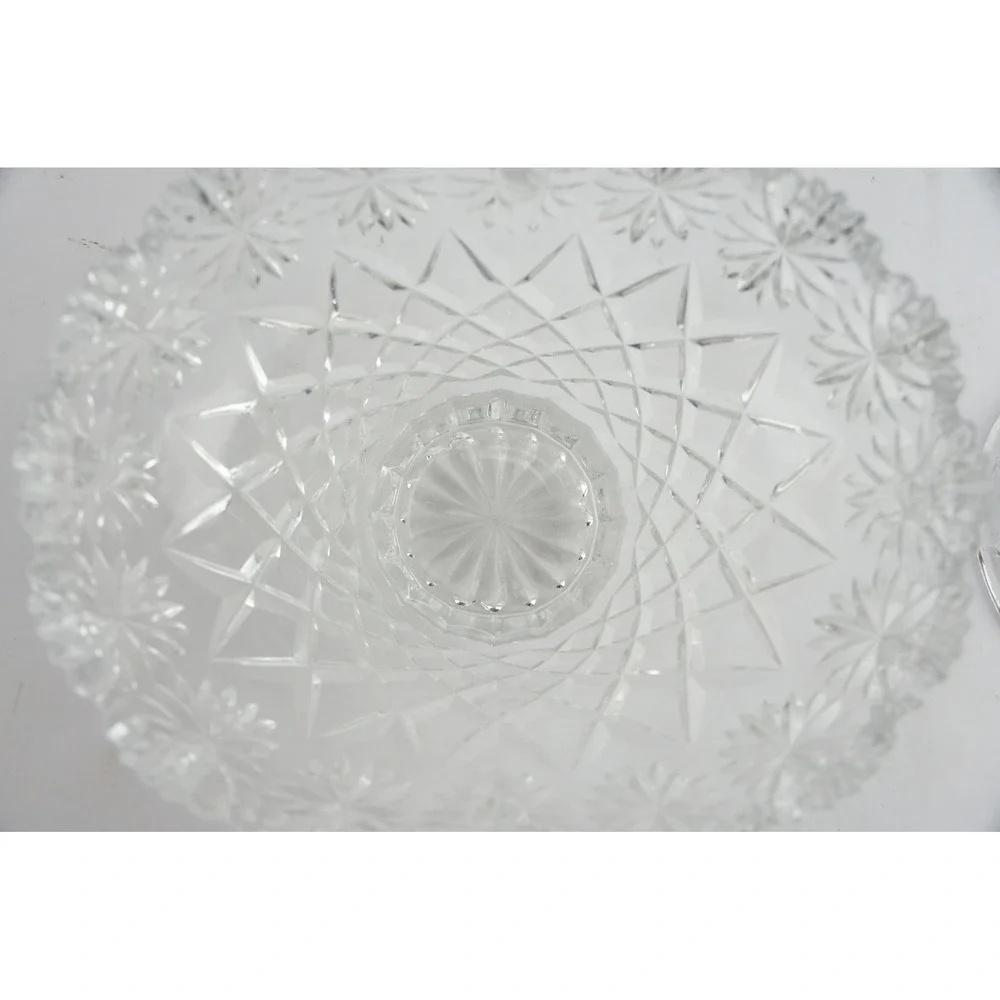 Crystal Clear Industries Brussels Poland Lidded Candy Serving Dish Cross Hatch